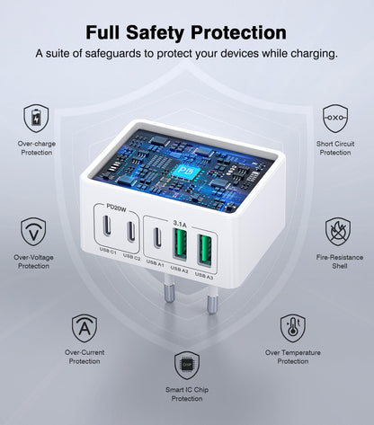 Vielseitiges Vier Port Ladegerät Apple Und Samsung Mit Schnellem Laden Wohnkomfort