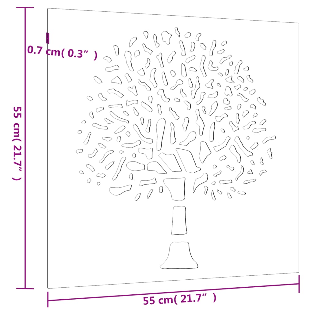 Garten Wanddekoration Metall Baumdesign 55x55 cm