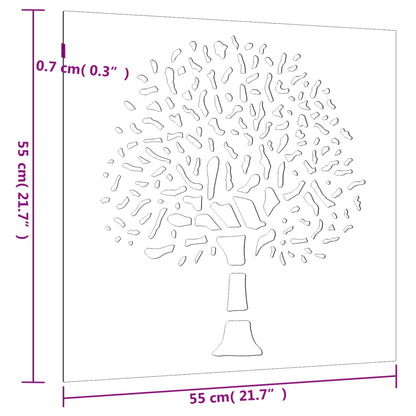 Garten Wanddekoration Metall Baumdesign 55x55 cm